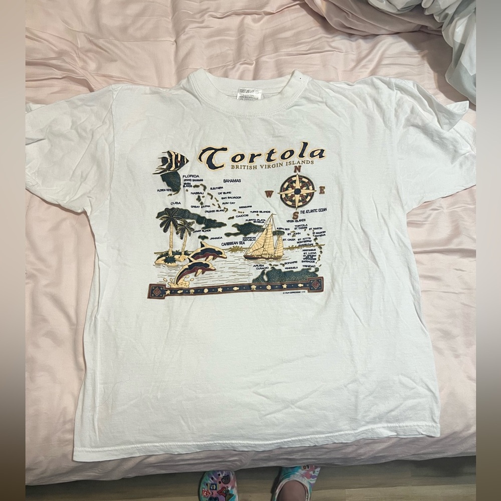 Tortola British Virgin Islands Graphic Tee - White with Nautical Print